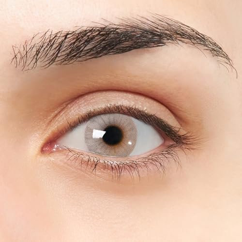 Diamante VIP graue Kontaktlinsen super natürliche Design I Jahreslinsen farbig ohne Stärke (2 Linsen) + Kontaktlinsenbehälter, Pinzette und Einsetzer mit weichem Silikon