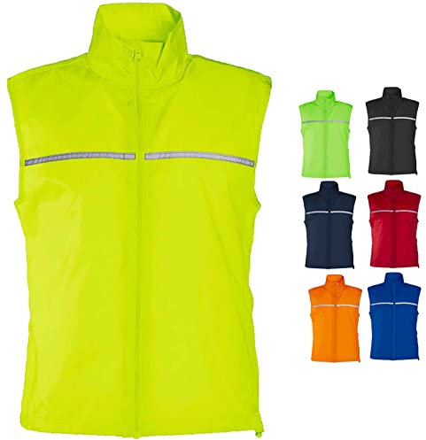 Hole Gadget | Wasserdichter Laufweste für Damen und Herren, winddicht, reflektierend, hohe Sichtbarkeit, leicht und sportlich, für Radfahren, Fußball, Laufen und Motorrad, Neon Orange, S