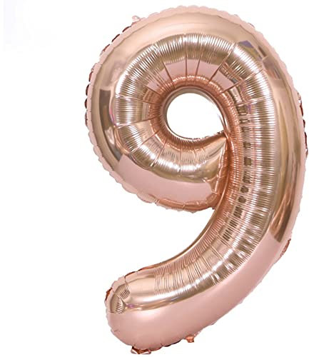 D2D | Party Balloon Zahl 9 XL in Rosé - Größe 80 cm - Folienballon - Zahlenballon - Geburtstagsdeko - Helium Ballon