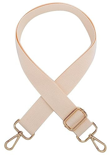 Verstellbar Schulterriemen für Taschen mit Karabiner,80-140cm 3,8cm Breit Leinwand Taschengurt Schultergurt für Damen Herren Tragegurt Umhängegurt für Taschen Handtaschen DIY Zubehör,Cremeweiß