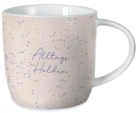 Grafik-Werkstatt Kaffeetasse mit Spruch 300 ml Porzellan Tasse Alltags-Heldin, Rosa
