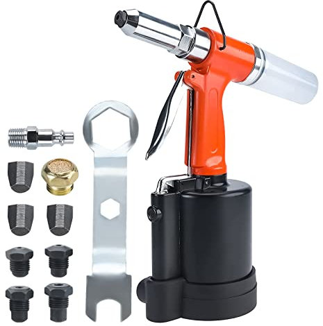 OITTo Air Rivet Tool Professional Heavy Duty Pneumatic Hydraulic Rivet Tool with 1/4 3/16 5/32 1/8 Nose Pieces