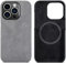ZYSDDZ Alcantara Apple iPhone 14 Series Phone Case, Handmade Half Wrap Suede Fabric Case, Compatible with Wireless Charging (iPhone 14 Pro Max,Gray)