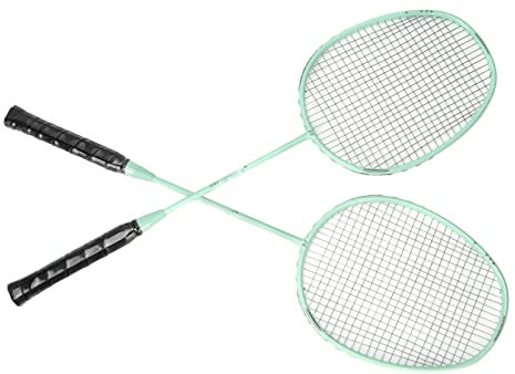 Wakects Badmintonschläger Sport 2er Set,Federballschläger Leichte Glas Carbon Legierung Badminton Racket mit Nylongriff und Schlägertasche für Anfänger,Türkis K168