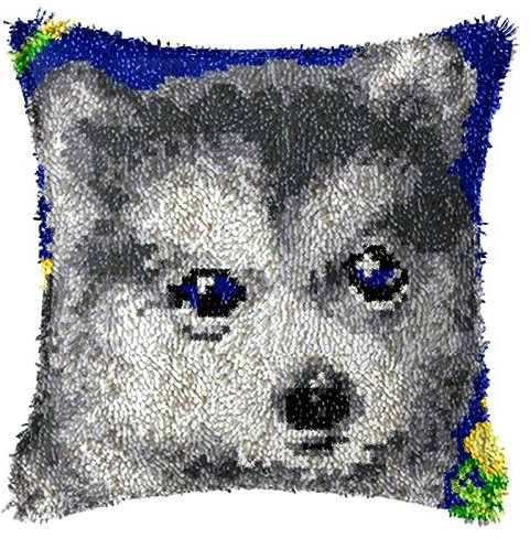 ANALTIRCE Knüpfkissen-Set Mit Tiermotiv, Strickset Kissen, Teppich-Bastelset Für Anfänger, Knüpfset Für Anfänger, Erwachsene Oder Kinder, Hundemuster-Set, Wie Abgebildet, 17 X 17 Zoll/43 X 43 Cm