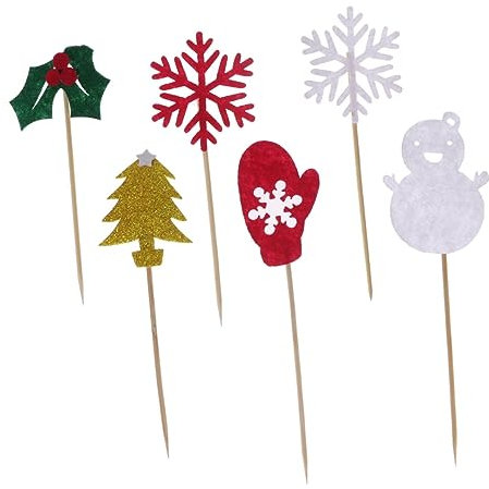 Abaodam Dessert-Picks 12 Stück Weihnachtsparty-Kuchenaufsätze Weihnachtsfeier-Kuchendekoration Weihnachts-Einsteckkarte Cake De Bautizo Para Niño Obstkuchen Weihnachtsbaumspitze Lustiger