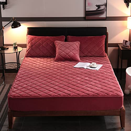 HAIBA kuschel bettlaken Gesteppte tagesdecke spannbettlaken Bohnen Paste 200x200cm+30cm Flauschig Fleece Winter Spannbetttuch Cashmere Touch Flanell Bettlaken für Boxspringbett Topper Matratze