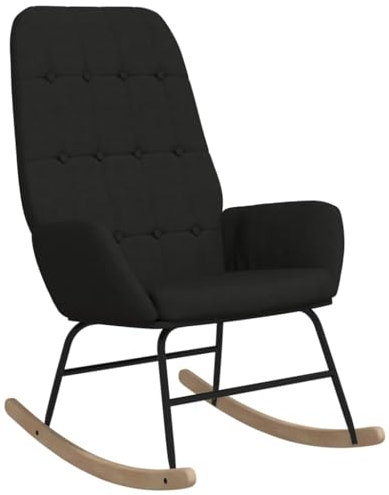vidaXL Schaukelstuhl, Schwingstuhl mit Armlehne, Schaukelsessel für Wohnzimmer, Relaxstuhl Relaxsessel Schwingsessel, Schwarz Stoff