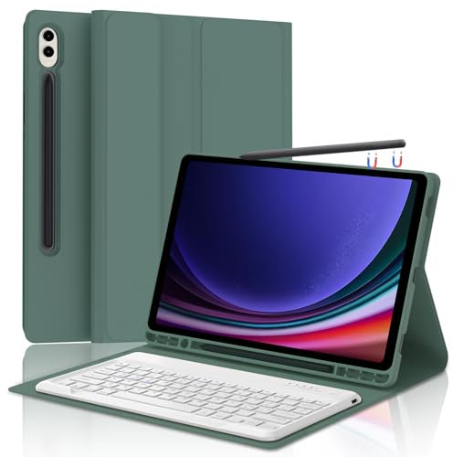 FOGARI Custodia con Tastiera per Samsung Galaxy Tab S10+ Plus(2024)/S9 FE+/S9 FE Plus 12.4 2023, Italiana QWERTY Tastiera Bluetooth con Portapenne per Samsung Tab S10+ Plus(2024)/S9 FE+ 12.4, Grigio
