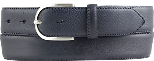BELTINGER Hochwertiger Damengürtel aus Vollrindleder mit runder Gürtelschließe 3,5 cm | Bombierter Ledergürtel Damen 35mm | Damen-Gürtel made in Italy | Marine 100cm