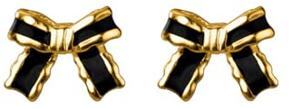 SLUYNZ Solid 925 Sterling Silber Schwarz Schleife Ohrstecker Ohrstecker für Damen Bowknot Ohrstecker Band Schleife Ohrstecker