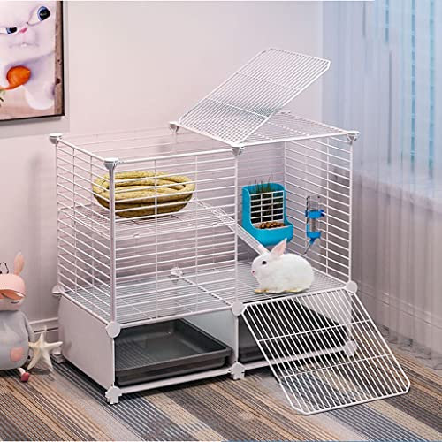 Kaninchenkäfig, Kaninchenkäfig, abnehmbarer Kaninchenkäfig, Kaninchenkäfig mit auslaufsicherer Schale für drinnen und draußen, geeignet für kleine Tiere wie Kätzchen, Kaninchen, Chinchillas, Frettchen