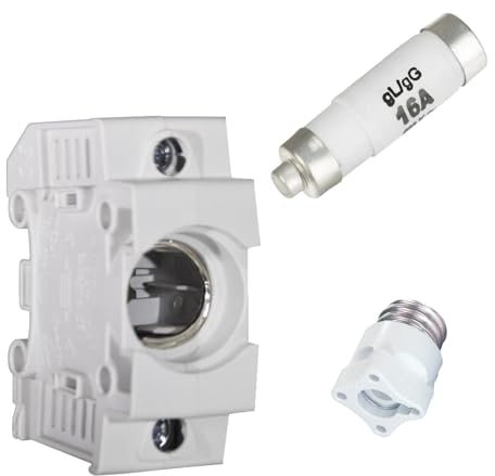 grenda-hammer® | Neozed Sicherungssockel 1-polig mit Schraubkappe, Schmelzeinsatz und Passring (D01-16A (grau))
