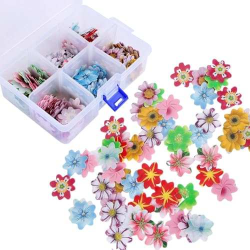 600PCS Essbare Blumen Cupcake Topper, Essbare Kirschblüten Blumendeko Essbare Tortendeko Cupcake Deko Hochzeitstorte Party Dessert Lebensmittel Dekor für Hochzeit Geburtstag Babyparty