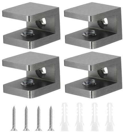 QUARKZMAN Pince de Fixation pour Étagère en Verre, 4 Pièces, Couleur Cuivre Noir, Réglable, pour Verre d'Une Épaisseur de 8 à 10 mm, Support de Fixation en Forme de U pour Panneau Fixe