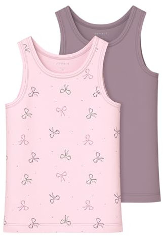 Name it mini Barely Pink Nmftank Top 2P Bow Noos, Numeric_86 (Pacco da 2) Bambine e Ragazze
