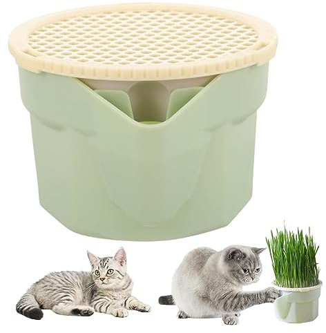 NIDONE Katzengrasbecher, Katzengras -Pflanzer 3,5 Zoll Plastikhydroponic Cat Grass Cup Box Leicht zu züchtungsfreier wiederverwendbarer Weizengras Anbau Kit Sprouter für Innenkatzen