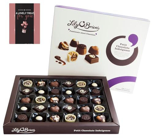 Lily O Brien Chocolates Petit Indulgence, 30 Chocolates 290g, Milk, White & Dark Chocolate Gift Selection Box Lily Obriens Chocolates Uk - Easter Egg, Birthday, Valentine, Fathers Day, Mothers Day