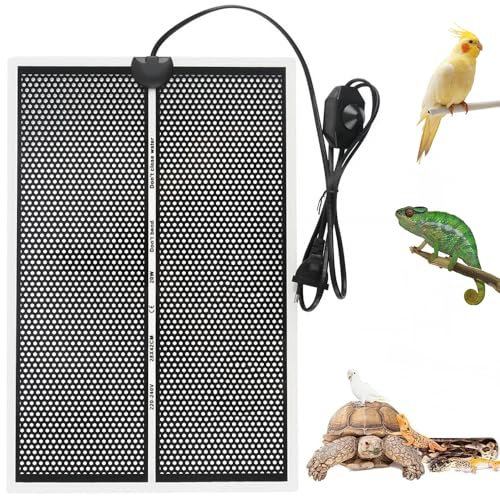 Dhqkqg Terrarium Heizmatte, 20W Einstellbar Wärmematte mit Temperaturregelung, Heizmatte mt Thermostat, Heizmatte Terrarium für Reptilien Schildkröte, Schlangen, Eidechse, Gecko(42x28cm)