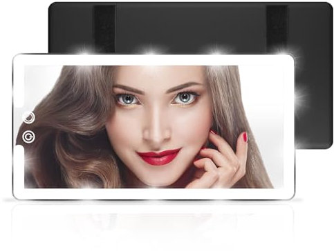 3Color Led Car Sun Visor Vanity Mirror, Extended Car Sun Visor Accessories Rearview Mirror,Automotive Interior Makeup Mirror with Lights,Dimmable Led Mirror for Car