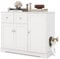 COSTWAY Cat Litter Box Enclosure, Wooden Hidden Kitty Washroom with 2 Drawers, Indoor Cats House Cupboard Side Cabinet, White (100 x 45 x 80cm)