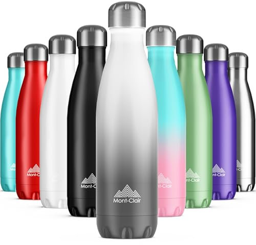 Mont-Clair Botella Agua Acero Inoxidable - Botella Termica sin BPA, 12h de Bebida Caliente y 24h de Bebida Fría, Termo agua con pared Doble Aislamiento, Botella Isotermica 750ml - Blanco y Gris