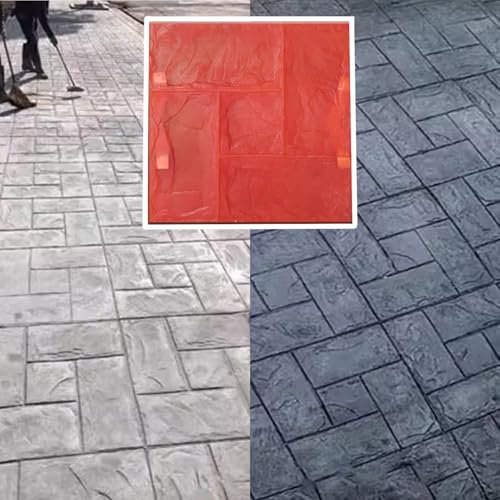 Jievmrs Beton Schablonen Quadratische Ziegelstruktur-Abdruckformen für Beton, Druckkissen für Dekorative Betonstrukturierung, Stempelformmatte für Bodensteinfliesen im Innenhof