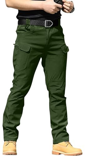 YAOBAOLE Pantalon de Travail Homme Pantalons Tactique Pantalon Cargo Homme Treillis Pantalons Imperméable Vert Armée M