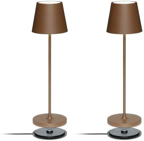 LA VILLE LUMIÈRE SuzieV Lampada LED da Tavolo Ricaricabile e Dimmerabile, Abat-Jour Wireless, Alluminio, Uso Interno/Esterno, 48h Autonomia, 3 Temperature di Luce, LVL (Mineral Corten)