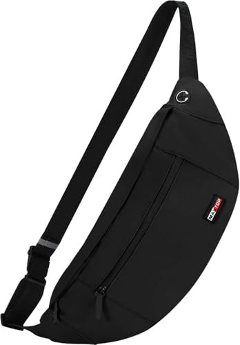 MAXTOP Grand Sac Banane pour Femme et Homme, Sac Banane avec Prise Casque et 4 Poches zippées, Ceinture réglable pour Le Cyclisme, la Course, Le Jogging, Les Voyages, l'extérieur