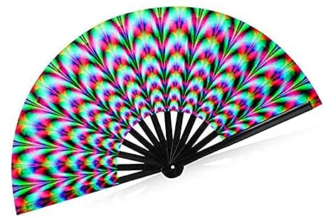 Agwuoetr 1 PCS Women Raves Fold Hand Fan Multicolor Folding Fans Club Prom Disco Freaky Pub Decorative