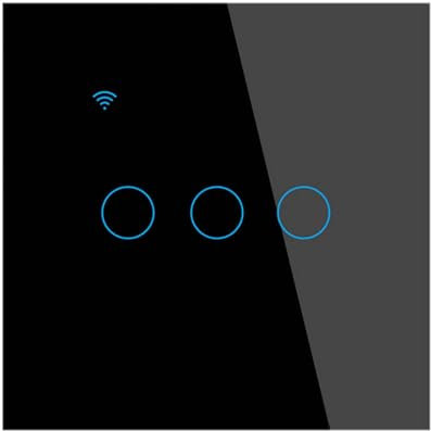 LSLIANGMEI Interruptor Inteligente WiFi con Panel Táctil, Compatible con HomeKit/Alexa/Google Assistant, Control por Voz y App, 100-240V, 86x86mm, Negro (3 vías)