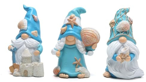 Jrudjsnhhty 3PCS Decorations Home Ornaments, Sea Star Shell Gnomes Handmade for Beach Décor, Swedish, Nisse Scandinavian