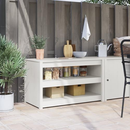 WEMYUFURN Küchenunterschrank Weiße Kiefer Kiefer Mittel Regale Küchenschrank aus Massivholz mit Regalen für optimale Aufbewahrung