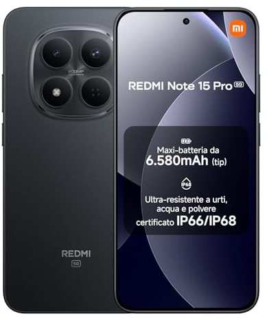 XIAOMI REDMI Note 15 Pro 5G Smartphone 8+512GB Black 6580mAh | IP66/IP68, 200MP Ultimate-clarity Camera System, 6.83 1.5K Eye-care Sunlight Display, MediaTek Dimensity 7400-Ultra