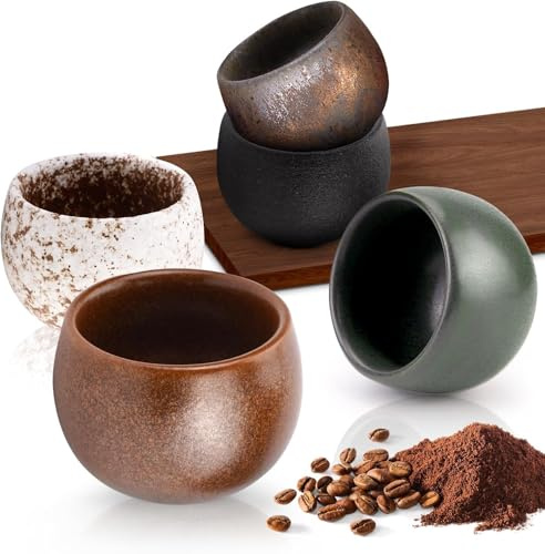 Espressotassen, Espresso Tassen 5er Set 50ml, Espressotasse Dickwandig Steingut Geschirrspüler Verfügbar, Kaffeetassen Für Weihnachten, Valentinstag, Geburtstagsgeschenke