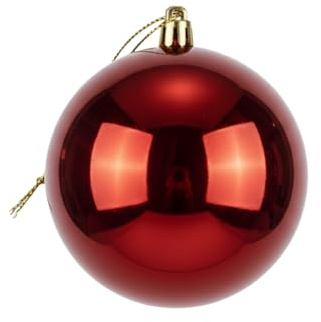 20 cm große, dunkelrote Weihnachtskugel, PVC, bruchsicher, glänzende Oberfläche, Festliche Weihnachtsbaum-Hängedekoration, rundes Ornament für Urlaub, Heimdekoration