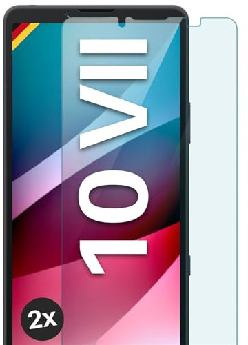 moex Schutzfolie für Sony Xperia 10 VII Glas 9H Härte, gehärtetes Schutzglas, Panzer Schutz Glas Displayschutz Folie, kompatibel mit jeder Handy Hülle, ShockProtect 2 Stück