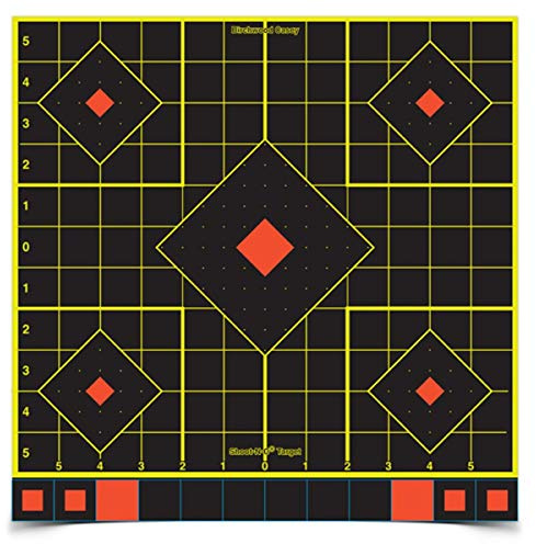 BIRCHWOOD CASEY Shoot-N-C 12 Sight-In Reactive Target - Highly Visible Instant Feedback Self-Adhesive Shooting Target Stickers with Repair Pasters - 12 Targets, 144 Pasters