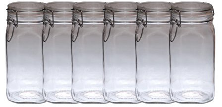 Lot de 6 – Original Bormioli Fido 1,5 l Top Bocal de conservation en verre