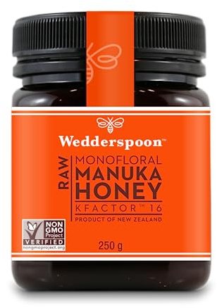 WEDDERSPOON Manuka Honig 250g | 550+ zertifizierter MGO Gehalt | 100% roher Premiumhonig aus Neuseeland