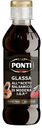 Ponti, Glassa all'Aceto Balsamico di Modena I.G.P., Ideale per Tutte le Ricette, Gusto Pieno ed Agrodolce dall'Acidità Moderata, 100% Made in Italy, Set da 250 g