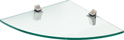 ib style - Eckregal SATINIERT + Design-Halterungen Eco EDELSTAHLOPTIK |Stärke 8 mm | klar und satiniert | 2 Abmessungen | 250 x 250 mm SATINIERT - Viertelkreis Regal Glasablage Glasregal Regal