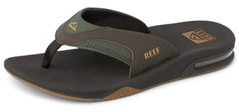 Reef Fanning Mens Bottle Opener Flip Flop, Arch Support, Durable Outsole, Water Friendly, Brown/Gum, 14