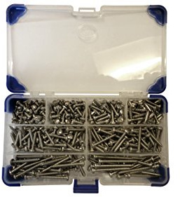 AHC K-10071 Number 10 Stainless Steel Pozi Pan Head Self Tapping Screws in Assorted Lengths (195-Piece)