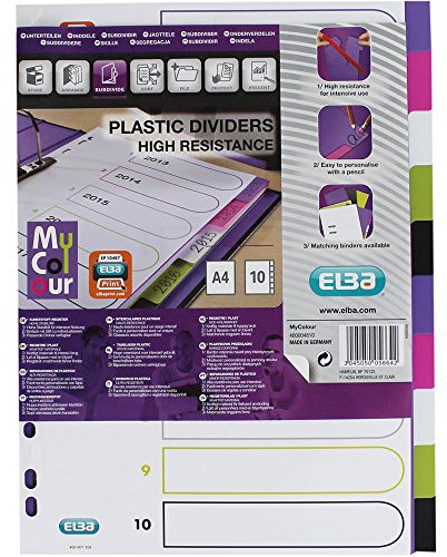 Oxford A4 Kunststoff-Register myColour, blanko, 10 Blatt, 10-teilig