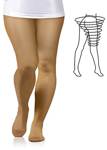 TONUS ELAST 23-32 mmHg Kompressionsstrumpfhose (GROßE GRÖßEN) mit Fußspitze, Medizinische Klasse II, KKL 2 Stützstrumpfhose für Damen & Herren (L, Beige)