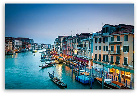 ge Bildet Bild auf Leinwand | Canal Grande in Venedig - Italien in 30x20 cm als Wandbild | Wand-deko Dekoration Wohnung modern Bilder | 1061