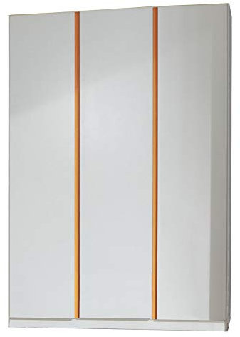 Beauty.Scouts Kinderzimmerschrank XL Donkey Orange Schrank, Kleiderschrank, Kinderschrank, Kinderzimmer, Jugendzimmer, Babyzimmer, Babyschrank, Alpinweiß, Orange, 135x198x58 cm