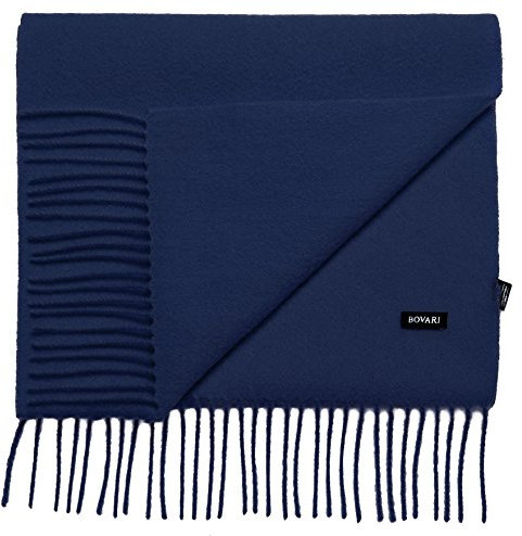 Bovari Kaschmir Schal Damen – 100% Kaschmir/Cashmere – Premium Qualität – 180 x 31 cm - viele Farben (blau (Navy Blue))
